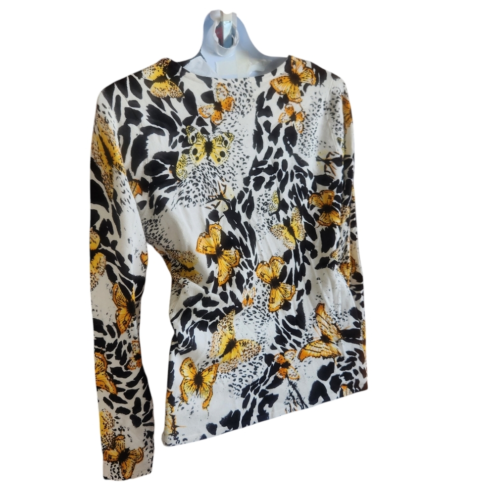 Venue Vintage Inspired Y2K Nostalgic Beaded Butterfly Cardigan Knit Sweater  M - Picture 9 of 14